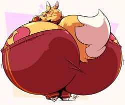 anthro ass bandai_namco big_ass blush bubble_butt colossal_ass digimon enormous_ass female female_only furry gigantic_ass huge_ass hyper_ass large_ass looking_back massive_ass overweight rakugakite renamon thick_thighs wide_hips