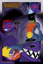 abs anthro blue_body comic dragon english garchomp generation_3_pokemon generation_4_pokemon hi_res male muscular nintendo pokemon pokemon_(species) purple_body red_eyes sableye scalesindark scalie scar