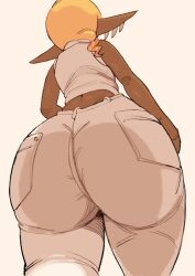 1girls alternate_breast_size ass breasts brown_skin bubble_butt clothed clothed_female dark-skinned_female dark_skin dat_ass female frye_(splatoon) huge_ass huge_breasts inkling jeans long_ears naughty_face nintendo pants pointy_ears short_hair smile splatoon splatoon_(series) splatoon_3 thick_thighs thighs tight_clothing yellow_hair yuta_agc