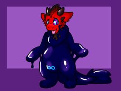 anthro clothing cyrus(magicbees) dragon hi_res hypnosis infinity_symbol male male/male mind_control null_bulge null_suit rubber rubber_clothing rubber_suit slime solo symbol synthet1c