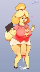 1futa absurd_res ahe_gao animal_crossing anthro big_breasts big_penis blush bodily_fluids bottomwear breasts canid canine canis clothed clothing cum cumshot domestic_dog ejaculation futanari genital_fluids genitals gynomorph hi_res i3i2455_ivi394 intersex isabelle_(animal_crossing) looking_pleasured mammal nintendo orgasm penis penis_under_skirt sex_toy shih_tzu simple_background skirt smile solo tail thick_penis tongue tongue_out toy_dog vibrator yellow_body