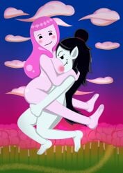 absurd_res adventure_time bisexual black_hair breast_smother breasts bubble_gum candy cartoon_network cloud dessert duo feet female female/female food food_creature gradient_background gradient_sky grass grey_body grey_skin hair hair_bun hi_res humanoid living_candy male marceline marceline_abadeer moopsart nipples nude pink_body pink_hair pink_nipples pink_skin plant princess_bubblegum public public_exposure public_nudity simple_background smothering smug_face tree vampire