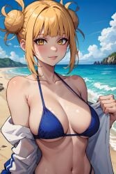 ai_generated beach big_breasts bikini himiko_toga lxlbanner my_hero_academia toga_himiko