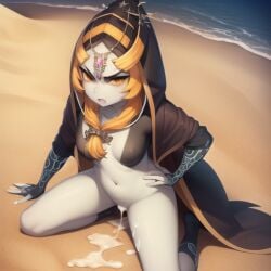 after_sex ai_generated angry anklehighs black_socks bottomless breasts crew_socks cum_in_pussy exposed_breasts female gloves hood midna pussy ruptuorie sand socks solo the_legend_of_zelda twili twili_midna