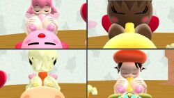 adeleine_(kirby) bandana_waddle_dee female group jacksoncj keeby kirby kirby_(series) kirby_oc male male/female nintendo paizuri ribbon_(kirby) tiff_(kirby) titfuck titjob tuff_(kirby)