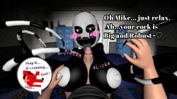 3d big_breasts big_penis blowjob dick female female/male five_nights_at_freddy's five_nights_at_freddy's_4 fox_mask licking male marimike marionette_(fnaf) mask michael_afton moaning nightmarionne paizuri paizuri_fellatio puppet_(fnaf) rule_63 yuuki_momofox