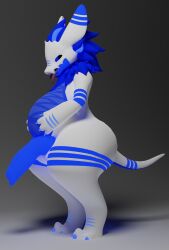 3d 3d_(artwork) anthro ass belly besuru big_belly big_butt big_penis blender_(software) blender_cycles blue_body blue_eyes blue_fur blue_penis blueberry_(tritou) bodily_fluids cum digital_media_(artwork) dragon fur genital_fluids genitals hi_res inflation male penis simple_background solo thick_thighs tritou white_body