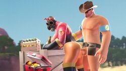 3d 3d_(artwork) animated ass engineer engineer_(team_fortress_2) engineer_gaming female fempyro light-skinned_male marksdv pyro pyro_(team_fortress_2) shorter_than_10_seconds sound straight tagme tan-skinned_female tanned team_fortress_2 video