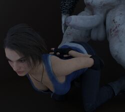 3d angry before_anal before_rape chris_walker_(outlast) crossover huge_cock jill_valentine outlast rape raped_by_monster resident_evil restrained size_difference zombie