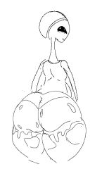 alien alien_girl alien_humanoid ass ass_focus beach big_ass big_butt blush blush blush_lines blushing_at_viewer bottom_heavy cute earthaboo_gf_(nanodude78) lanky looking_at_viewer looking_back nanodude78 sunscreen tagme thick_ass