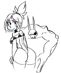 1girls ass big_ass caliginous cerebella monochrome skullgirls thighhighs tongue_out