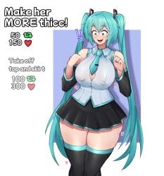 1girls anestesiaz blue_eyes blue_hair boob_window breasts female hatsune_miku heart_icon like_icon retweet_icon simple_background skirt socks solo surprised tagme_(artist) thick_thighs tie uniform vocaloid