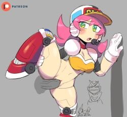 1girls 2022 android being_watched blush bottomless breasts caliginous cleavage female hat leg_grab leg_lift mega_man mega_man(classic) mega_man_2 pink_hair plum_(mega_man) pussy quick_man robot robot_girl sex thick_thighs vaginal_penetration vaginal_sex