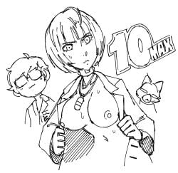 1girls 2021 breasts caliginous nipples persona persona_5 short_hair tae_takemi