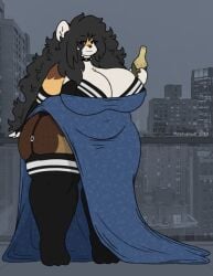 alcohol anthro belly beverage big_breasts biped black_hair blue_clothing blue_dress bottle breasts champagne chubby_female clothed clothing collar container curvy_figure digital_drawing_(artwork) digital_media_(artwork) dress female fishnet fur georgie_(mexifurfoof) hair hamster lingerie long_hair mammal messy_hair mexifurfoof overweight rodent simple_background smile solo spiked_collar spikes thick_thighs topwear voluptuous wide_hips