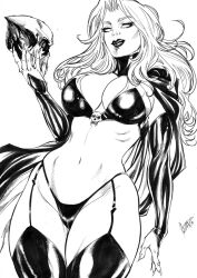 1girls 2023 chaos_comics coffin_comics curvaceous curvy_body curvy_female death_(personification) ed_benes_studio female female_focus female_only grim_reaper hi_res huge_breasts lady_death latex_gloves latex_thighhighs long_hair looking_at_viewer looking_down queen_of_the_dead voluptuous voluptuous_female