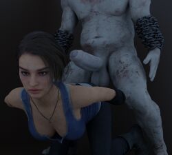 3d angry before_anal before_rape chris_walker_(outlast) crossover huge_cock jill_valentine outlast rape raped_by_monster resident_evil restrained size_difference zombie