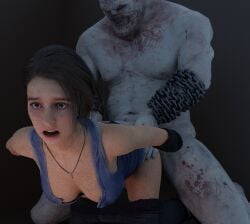 3d anal anal_rape anal_sex ass_grab before_cum before_trauma chris_walker_(outlast) crossover grabbing_ass grabbing_from_behind jill_valentine open_mouth open_shirt outlast precum rape raped raped_by_monster resident_evil restrained sad size_difference suffering surprised taken_from_behind zombie