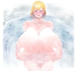 1girls arthur_(monster_strike) big_breasts blonde_hair blue_eyes breasts busty curvaceous curvy curvy_body curvy_female curvy_figure earrings female huge_breasts large_breasts monster_strike naked naked_female nude nude_female ogura_anko voluptuous