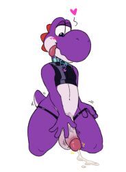 4_fingers anthro balls blush countershade_face countershade_tail countershade_torso countershading fingers gender_symbol genitals glans hi_res humanoid_genitalia humanoid_penis male male/male_symbol male_only male_symbol mario_(series) nintendo penis poppin purple_body purple_yoshi scalie sexuality_symbol simple_background solo symbol tail tongue tongue_out vein veiny_penis white_background yoshi