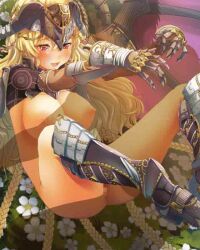 animated armored_boots armored_gloves blonde_hair brown_eyes censored dai_seisen!_valkyrie_saga invisible_man large_breasts long_hair pixelated vaginal_penetration vaginal_penetration vaginal_sex