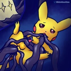 anal balls blubluumon duo feral generation_1_pokemon generation_7_pokemon genitals hi_res male male/male mimikyu nintendo open_mouth penetration penis pikachu pokemon pokemon_(species) sex spread_legs spreading tentacle tentacle_penetration tentacle_sex