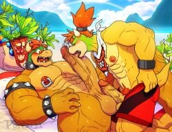 2_horns 2boys 5_fingers abs aged_up anthro anthro_on_anthro areola ball_size_difference balls big_penis blush bowser bowser_jr. bracelet claws collar duo erection eyebrows father father_and_child father_and_son fingers gay genital_piercing genitals glans hi_res horn huge_cock humanoid_genitalia humanoid_penis incest intraspecies jewelry koopa licking male male/male male_only mario_(series) muscular muscular_anthro muscular_male nintendo nipple_piercing nipples open_mouth oral parent parent_and_child parent_and_son pecs penile penis penis_lick penis_piercing penis_size_difference piercing poppin scalie sex son spiked_bracelet spiked_collar spikes straight_hair tail teeth tongue tongue_out vein veiny_penis yaoi