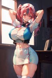 1girls ai_generated azur_lane blush breasts bremerton_(azur_lane) cleavage female flyingpancake huge_breasts light-skinned_female light_skin long_hair looking_at_viewer nurse nurse_cap nurse_outfit pink_eyes pink_hair stable_diffusion thick_thighs twintails