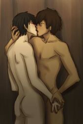 ass avatar_the_last_airbender beanaroony gay holding_hands jet_(avatar) kissing male_only nude yaoi zuko