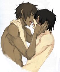 avatar_the_last_airbender gay interracial jet_(avatar) kissing nude saliva tongue_out yaoi zuko