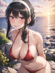 1girls ai_generated bikini curvaceous curvy_body curvy_female female_focus female_only huge_breasts kumisudang seductive_look spy_x_family stable_diffusion voluptuous voluptuous_female yor_briar yor_forger