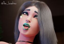 1girls 3d ahe_gao alternate_version_available ark_(fortnite) black_hair blender close-up d'ark_(fortnite) epic_games eyes_rolling_back face_closeup female female_focus female_only fortnite green_lipstick green_makeup highres lewdrex light-skinned_female light_skin lipstick long_hair looking_pleasured makeup masturbating masturbation nose_piercing open_mouth piercing pleasure_face solo solo_focus tongue tongue_out watermark