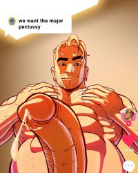 1boy abs bara biceps big_penis cum cum_drip cum_dripping_from_penis erection gay hi_res highres looking_at_viewer male male_focus male_only muscular nude original_character penis simplespirits solo solo_male