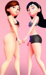 2girls 3d 3d_(artwork) ass ass_focus athletic athletic_female big_ass big_breasts black_hair bottom_heavy breasts brown_hair bubble_ass bubble_butt busty calves dark_hair daughter digital_media_(artwork) disney elastigirl eyebrows eyelashes eyes female female_only fit fit_female hair helen_parr hero heroine hips hourglass_figure huge_ass huge_breasts human large_ass large_breasts legs light-skinned_female light_skin lips long_hair milf mother mother_and_daughter petite petite_body petite_female pixar short_hair slim slim_waist straight_hair superhero superheroine the_incredibles thick thick_hips thick_legs thick_thighs thighs top_heavy upper_body violet_parr voluptuous vtemp waist wide_hips