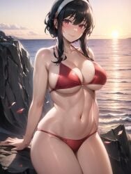 1girls ai_generated black_hair curvaceous curvy_body curvy_female hi_res huge_breasts kumisudang solo_female solo_focus spy_x_family stable_diffusion voluptuous voluptuous_female yor_briar yor_forger