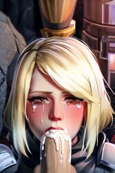 ai_generated bioware blonde_hair blowjob crying cum_in_mouth female femsub forced_oral huge_cock lana_beniko light-skinned_male male_pov oral pushing_down questionable_consent runny_makeup stable_diffusion star_wars star_wars:_the_old_republic