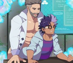 2boys abs anal anal_sex bara biceps dr._futu futu_(pokemon) gay gay_sex hi_res highres jacq_(pokemon) male male_focus male_only muscular nintendo no_visible_genitalia penetration pokemon pokemon_sv professor_turo sex somindul uncensored yaoi zinnia_(pokemon_sv)