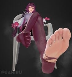 5_toes 6ahiru feet feet_up foot_focus foot_worship footjob footwear honkai:_star_rail honkai_(series) kafka_(honkai:_star_rail) pantyhose sitting sitting_on_chair soles soles_of_feet_in_socks stockings toes toes_spread