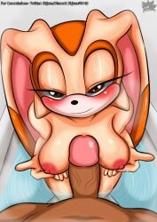 2023 aged_up anthro bathtub big_penis breast_play breasts brown_eyes cream_the_rabbit dark_body dark_skin duo female first_person_view fur genitals half-closed_eyes hi_res human human_on_anthro interspecies looking_at_viewer male male/female mammal medium_breasts multicolored_ears narrowed_eyes nipples paizuri penis pov_titfuck rabbit_ears sega sex shower sirjzau smile sonic_(series) sonic_the_hedgehog_(series) tan_body tan_fur titfuck titjob water wet wet_body