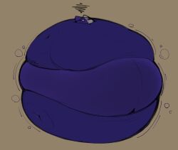 anthro big_ass blue_body blue_skin blueberry_inflation breasts brown_background bubble_butt cat_ears full_body full_body_inflation furry huge_ass immobile movement_lines simple_background smokey_blokey spherical_inflation sunken_head sunken_limbs