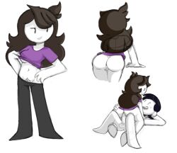 1femboy 1girls ass belly_button bottomless cartoongirlfucker femboy femboy_on_female happy happy_sex jaiden jaiden_animations mob_face presenting_hindquarters pubic_hair pubic_stubble pussy self_insert smiling sole_female white_background white_skin youtube youtuber