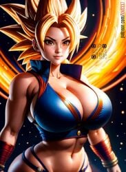 1girls ai_generated big_breasts caulifla dragon_ball dragon_ball_super female_saiyan kw0337 super_saiyan