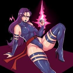 1femboy angry black_lipstick bodysuit bulge bulge_through_clothing crossdressing femboy feminine_male genderswap_(ftm) heel_boots heeled_boots heels latex latex_bodysuit latex_gloves latex_suit latex_thighhighs leotard lipstick loggus_doggus marvel marvel_comics psylocke purple_hair rule_63 super_powers superhero superheroine x-men