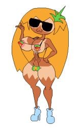 1girls :3 areolae big_breasts breasts female female_only footwear full_body high_heels hyper_hourglass keelgabeytheart pineapple_toppin pizza_tower skimpy_clothes solo solo_female sunglasses tanline toppin_gals toppin_gals_minus8