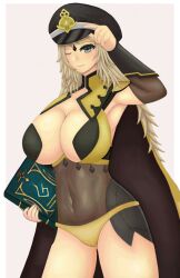 1girls armpits ass_visible_through_thighs bare_thighs blonde_hair bodystocking book cape cleavage clothed female female_only fire_emblem fire_emblem_fates hat large_breasts leotard navel nintendo ophelia_(fire_emblem) panties revision roaamuje solo thighs underwear yellow_panties