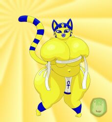 animal_crossing ankha big_breasts breasts fat female low_quality sammyc96 thick_thighs wide_hips