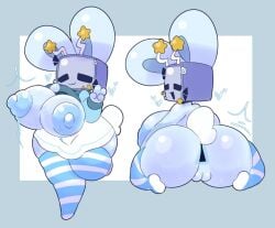2025 4_fingers :3 accessory animal_humanoid antenna_wire anus areola ass big_breasts big_butt big_nipples biped blue_body blue_ears breasts clothed clothing digital_drawing_(artwork) digital_media_(artwork) electronics exposed_breasts female fingers footwear for_a_head front_view genitals geometric_background gesture hand_gesture heart_symbol humanoid lagomorph lagomorph_humanoid legwear leporid_humanoid looking_back mammal mammal_humanoid monotone_body mostly_nude_female multiple_images nipples object_head on_one_leg open_mouth open_smile pussy rabbit_humanoid rear_view screen screen_face screen_head silvy_(silvythetvbunny) simple_background sitting sleepysous smile socks solo standing stripes tail television thick_thighs topwear tv_head v_sign vulva waist_not_visible white_tail wide_hips