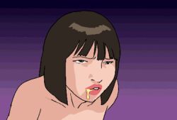 1female 2d animated asian_female black_hair female female_only female_solo kotoe_murasaki vomit vomiting