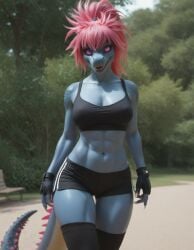 ai_generated anthro anthro_female anthroguy blue_skin breasts curvy curvy_female dinosaur dinosaur_girl dragon dragon_girl dragon_humanoid female female_focus female_only flirting flirting_with_viewer high_quality high_resolution highres lizard_girl lizard_humanoid looking_at_viewer monster_girl muscular muscular_anthro muscular_female oc pink_hair posing posing_for_the_viewer purple_eyes scales scalie scalie_female scalie_humanoid scalie_only scaly sexy sexy_body sexy_female sexy_pose voluptuous voluptuous_body voluptuous_female wide_hips