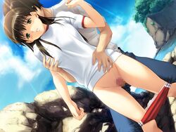 ai_no_katachi blush censored clothed_sex clothing gym_uniform morishita_mayu panties shiera tagme